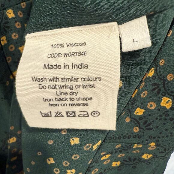 TOAST Bryn Midi Dress Pockets Green Navigation Print Floral Crepe Large - Picture 10 of 12